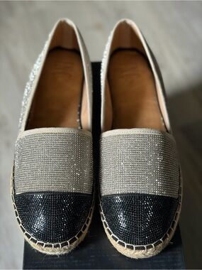 INC International Concepts Silver & Black Espadrille Flats